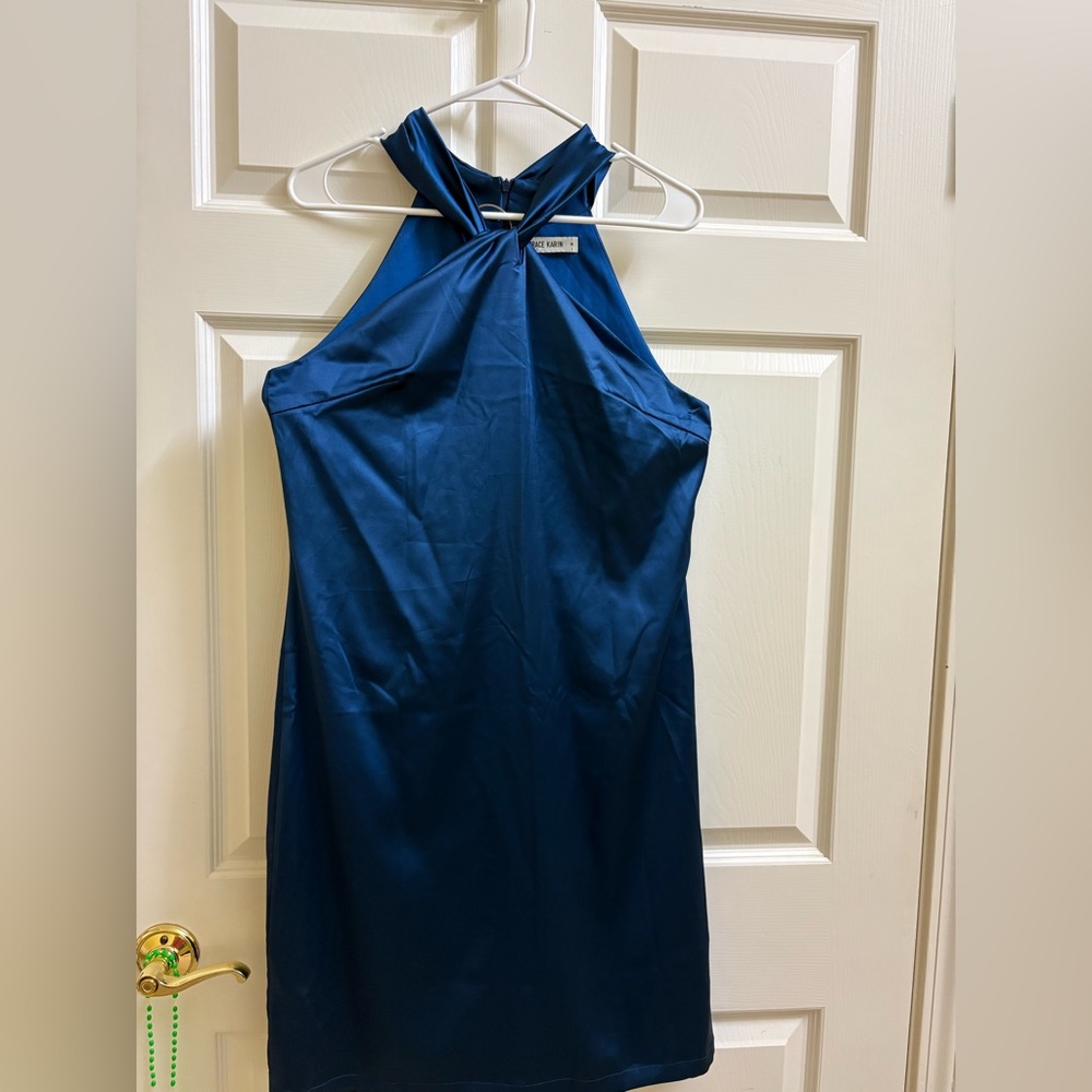 Grace Karin Navy Backless Halter Dress